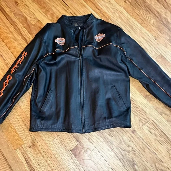 Harley-Davidson Black Jacket with Orange Details xl - Picture 1 of 10